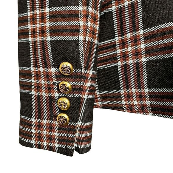 Smythe NWT Hutton Blazer Black Plaid Size 6 Lapel Collared Jacket Button Cuff - Picture 9 of 12